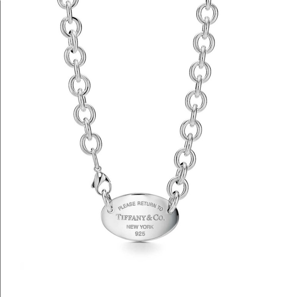 Return To Tiffany & Co Oval Tag Choker Necklace Y2K with Reciept, Bag, Tag 15.5”